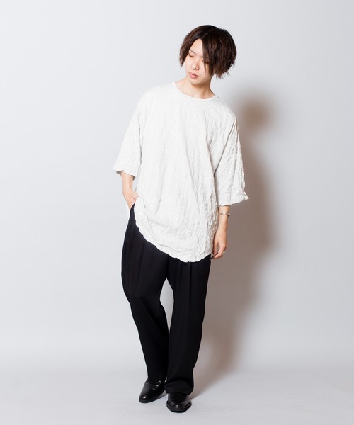 NO ID.（ノーアイディ）の「ワッシャーラウンドBIG-T（Tシャツ/カットソー・メンズ・ブラック/ネイビー/ライトグレー・ONE SIZE）」の8枚目の写真