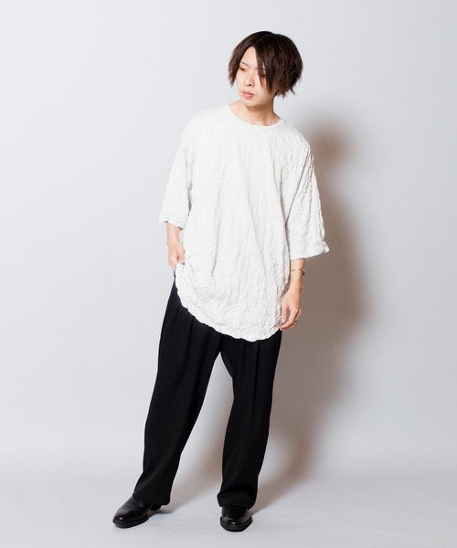 NO ID.（ノーアイディ）の「ワッシャーラウンドBIG-T（Tシャツ/カットソー・メンズ・ブラック/ネイビー/ライトグレー・ONE SIZE）」の9枚目の写真