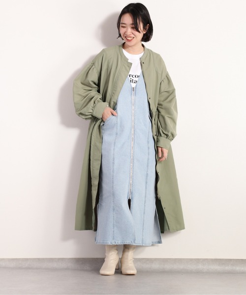 cepo（セポ）の「バンドカラー ワッシャーロングコート（その他アウター・レディース・オフホワイト/オリーブ・M）」の9枚目の写真