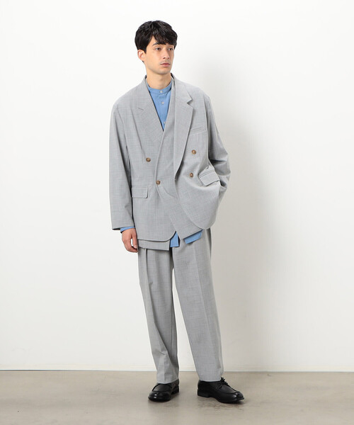 COMME CA ISM（コムサイズム）の「【セットアップ対応】リサイクル かすりチェック トロ オーバーサイズ ジレ（ベスト・メンズ・ネイビー/ライトグレー/グレー・M/L/S）」の4枚目の写真