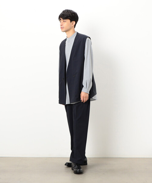 COMME CA ISM（コムサイズム）の「【セットアップ対応】リサイクル かすりチェック トロ オーバーサイズ ジレ（ベスト・メンズ・ネイビー/ライトグレー/グレー・M/L/S）」の14枚目の写真