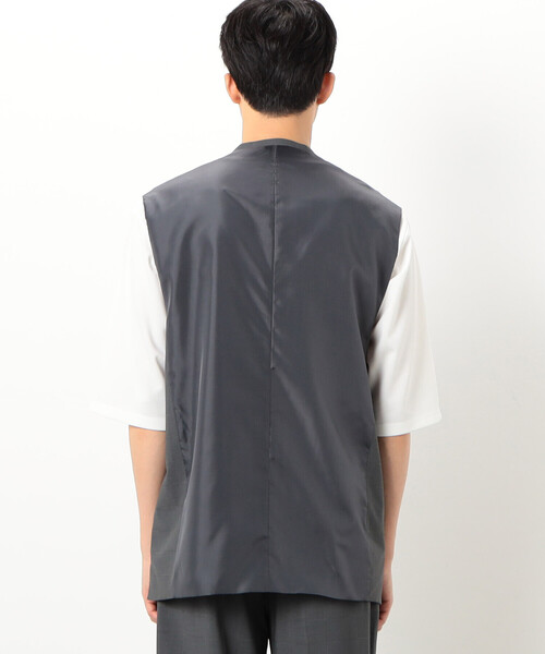 COMME CA ISM（コムサイズム）の「【セットアップ対応】リサイクル かすりチェック トロ オーバーサイズ ジレ（ベスト・メンズ・ネイビー/ライトグレー/グレー・M/L/S）」の18枚目の写真