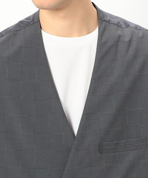 COMME CA ISM（コムサイズム）の「【セットアップ対応】リサイクル かすりチェック トロ オーバーサイズ ジレ（ベスト・メンズ・ネイビー/ライトグレー/グレー・M/L/S）」の19枚目の写真