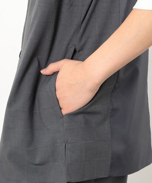 COMME CA ISM（コムサイズム）の「【セットアップ対応】リサイクル かすりチェック トロ オーバーサイズ ジレ（ベスト・メンズ・ネイビー/ライトグレー/グレー・M/L/S）」の22枚目の写真