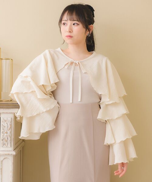 ems excite（エムズエキサイト）の「フリルスリーブボレロ&キャミSET（シャツ/ブラウス・レディース・ナチュラル/ホワイト/ブラック・FREE）」の3枚目の写真
