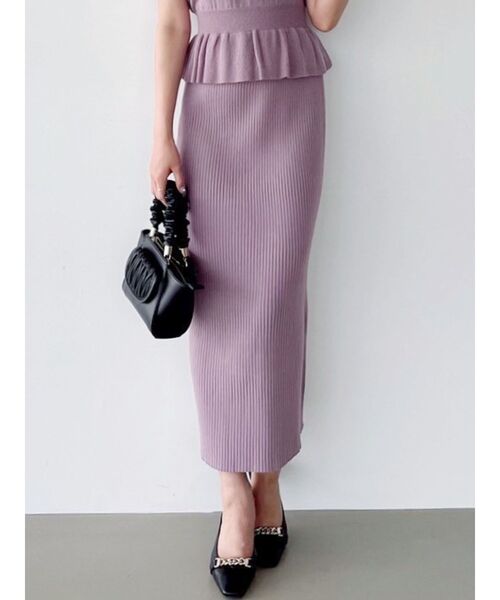 RESEXXY（リゼクシー）の「リブニットタイトスカート【セットアップ着用可能】（スカート・レディース・ピンク/ブラック/アイボリー・FREE）」の3枚目の写真