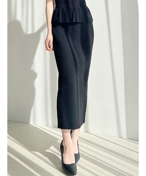 RESEXXY（リゼクシー）の「リブニットタイトスカート【セットアップ着用可能】（スカート・レディース・ピンク/ブラック/アイボリー・FREE）」の2枚目の写真