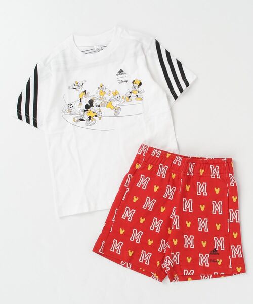 adidas(アディダス)の「アディダス adidas adidas × Disney ミッキーマウス Tシャツセットアップ(Tシャツ/カットソー・キッズ・ホワイト×レッド/ホワイト×ピンク・100cm/130cm/140cm/110cm/120cm)」の2枚目の写真