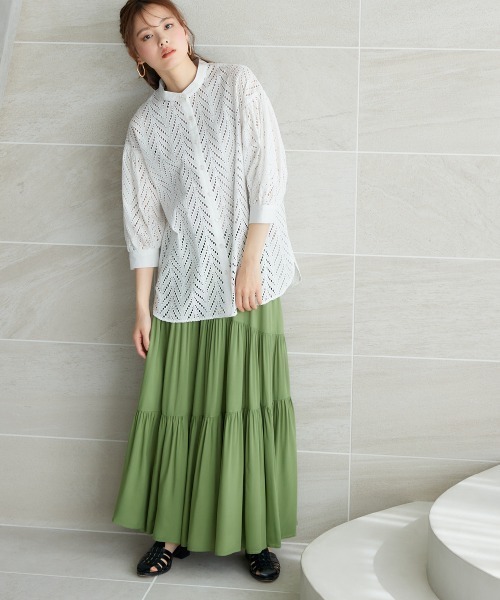 miclat（ミクラ）の「大きいサイズ　カットワークレースシャツ　miclat（シャツ/ブラウス・レディース・ブラウン/ブルー系/オフホワイト・5L/4L/3L/L/LL）」の10枚目の写真