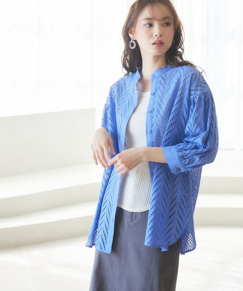 miclat（ミクラ）の「大きいサイズ　カットワークレースシャツ　miclat（シャツ/ブラウス・レディース・ブラウン/ブルー系/オフホワイト・5L/4L/3L/L/LL）」の19枚目の写真