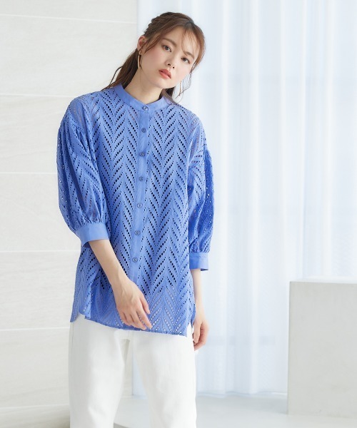 miclat（ミクラ）の「大きいサイズ　カットワークレースシャツ　miclat（シャツ/ブラウス・レディース・ブラウン/ブルー系/オフホワイト・5L/4L/3L/L/LL）」の17枚目の写真