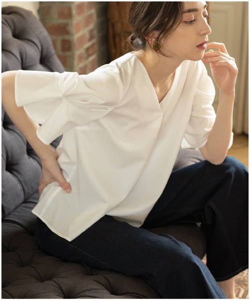 新品✨EUCLAID エウクレイド タックスリーブ プルオーバー ベージュ OPAQUE.CLIP（オペークドットクリップ）の「◇タックスリーブ