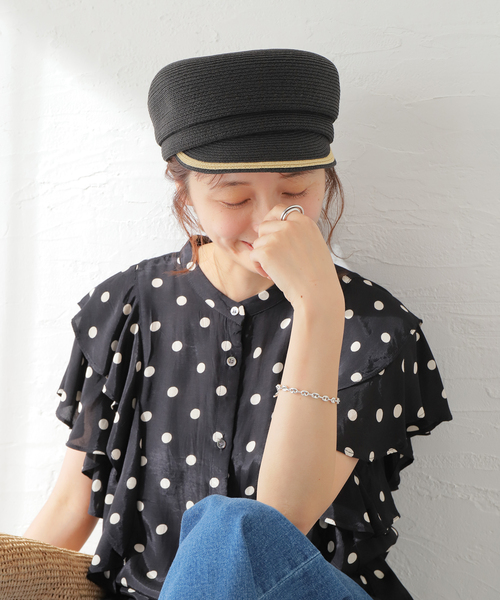 JOURNAL STANDARD relume（ジャーナルスタンダード　レリューム）の「RELUME LINE CASQUETTE：キャスケット（ハット・レディース・ブラック/ベージュ・FREE）」の3枚目の写真