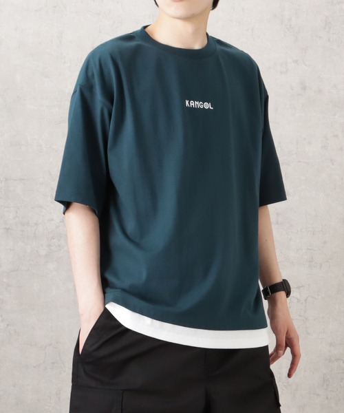 KANGOL(カンゴール)の「KANGOL カンゴール フェイクレイヤードバックロゴTシャツ(Tシャツ/カットソー・メンズ・ブルーグリーン/ブラック/ホワイト・M/L/XL)」の6枚目の写真