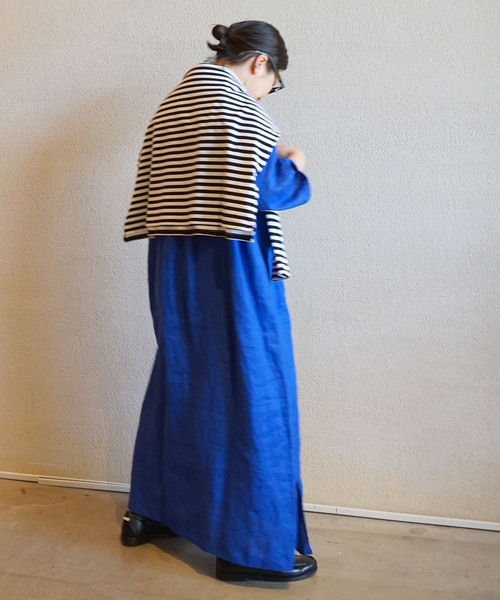 セール】40リネンワッシャー シャツワンピース（ワンピース