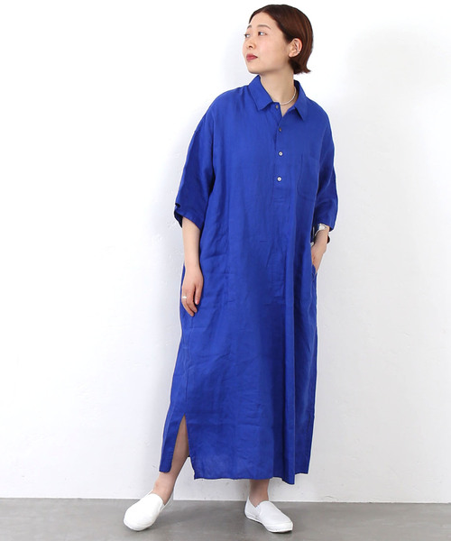 セール】40リネンワッシャー シャツワンピース（ワンピース）｜JOURNAL