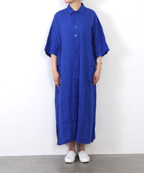 セール】40リネンワッシャー シャツワンピース（ワンピース）｜JOURNAL