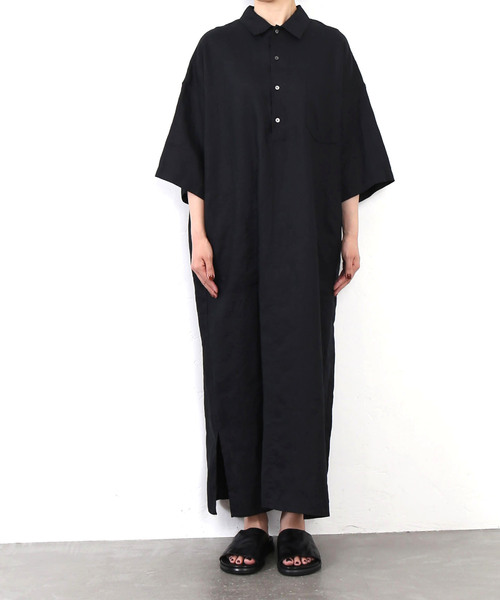 JOURNAL STANDARD　luxe 黒色ロングシャツワンピース JOURNAL STANDARD LUXE ワンピース ソフトリネンシャツワンピース