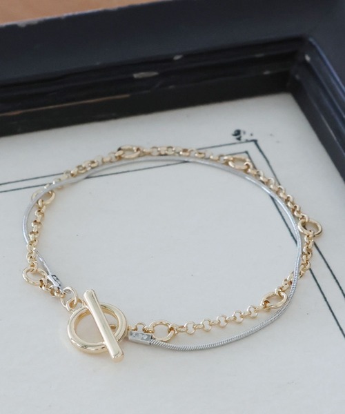 LEPSIM（レプシィム）の「2連メタルマンテルブレス　904589（ブレスレット・レディース・シルバー/ゴールド/ゴールド系その他・ONE SIZE）」の3枚目の写真