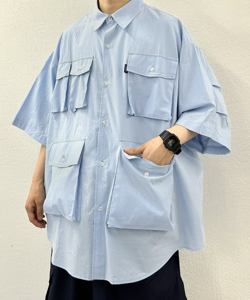 WHO'S WHO gallery(フーズフーギャラリー)の「COOPER FACT スーパービッグポケット半袖シャツ(シャツ/ブラウス・メンズ・ブラック/ホワイト系その他/ブルー系その他/ブルー/ベージュ/ネイビー/チャコールグレー・FREE)」の7枚目の写真