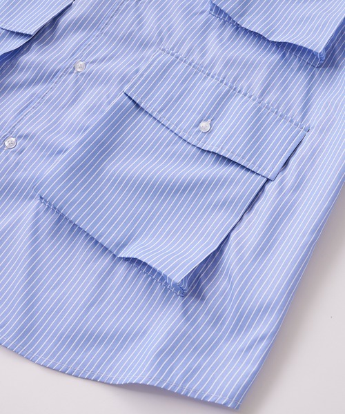 WHO'S WHO gallery(フーズフーギャラリー)の「COOPER FACT スーパービッグポケット半袖シャツ(シャツ/ブラウス・メンズ・ブラック/ホワイト系その他/ブルー系その他/ブルー/ベージュ/ネイビー/チャコールグレー・FREE)」の12枚目の写真