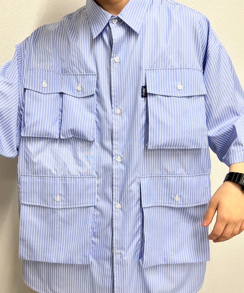 WHO'S WHO gallery(フーズフーギャラリー)の「COOPER FACT スーパービッグポケット半袖シャツ(シャツ/ブラウス・メンズ・ブラック/ホワイト系その他/ブルー系その他/ブルー/ベージュ/ネイビー/チャコールグレー・FREE)」の20枚目の写真