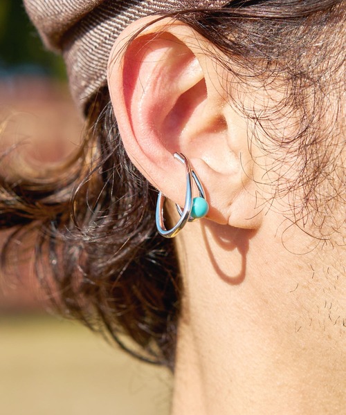 チャイハネ（チャイハネ）の「【チャイハネ】ストーンキャッチMEN'Sイヤーカフ（イヤーカフ・メンズ・ターコイズブルー/ブラウン/ブラック系その他・FREE）」の3枚目の写真