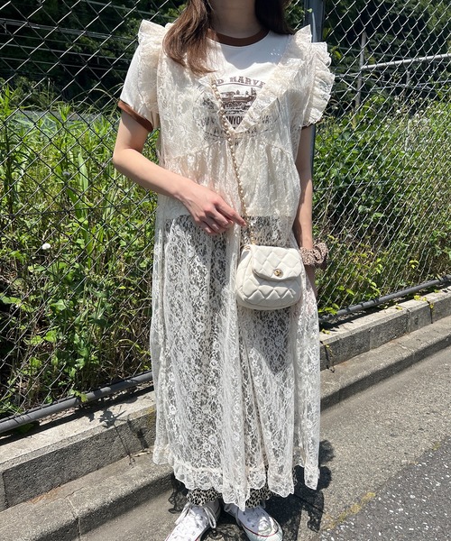 WC（ダブル シー）の「フリルレースロングワンピース（ワンピース・レディース・ブラック/アイボリー・FREE）」の2枚目の写真