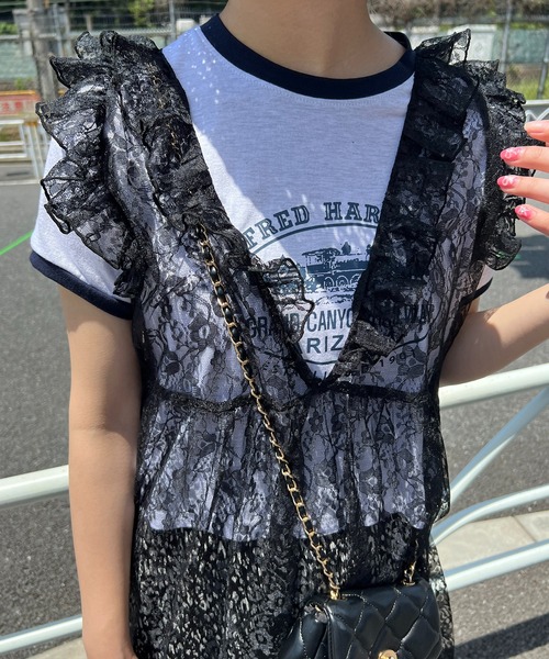 WC（ダブル シー）の「フリルレースロングワンピース（ワンピース・レディース・ブラック/アイボリー・FREE）」の11枚目の写真