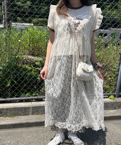 WC（ダブル シー）の「フリルレースロングワンピース（ワンピース・レディース・ブラック/アイボリー・FREE）」の5枚目の写真