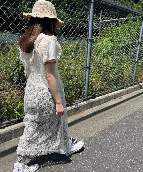 WC（ダブル シー）の「フリルレースロングワンピース（ワンピース・レディース・ブラック/アイボリー・FREE）」の6枚目の写真