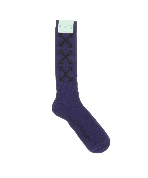 Off-White 国内発送 Arrow ソックス OFF-WHITE (オフホワイト) ロゴ リブ クルー ソックス ARROW