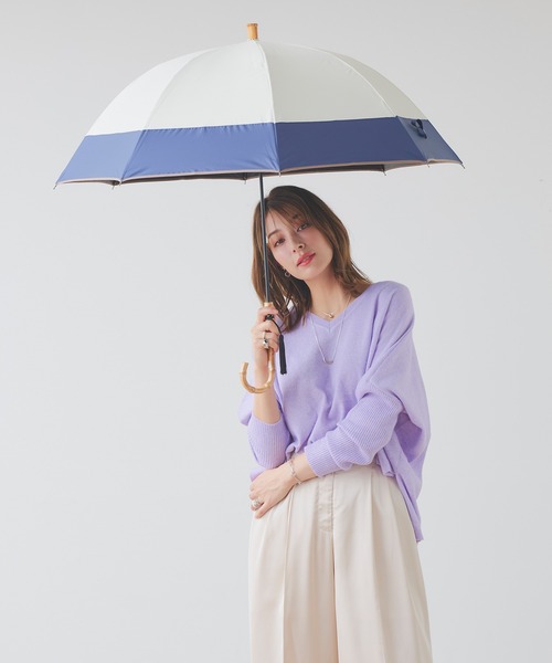 macocca(マコッカ)の「完全遮光 UVカット100% 晴雨兼用 竹手元 タッセル付き 長傘 パイピング切替(長傘・レディース・オフホワイト/モカ/グレイッシュベージュ・FREE)」の1枚目の写真