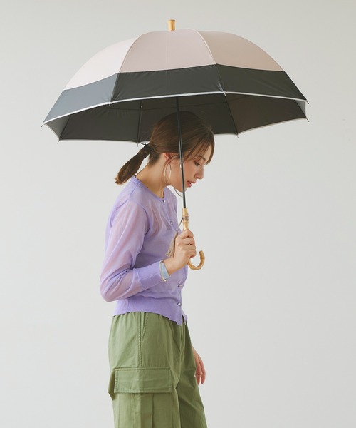 macocca(マコッカ)の「完全遮光 UVカット100% 晴雨兼用 竹手元 タッセル付き 長傘 パイピング切替(長傘・レディース・オフホワイト/モカ/グレイッシュベージュ・FREE)」の3枚目の写真