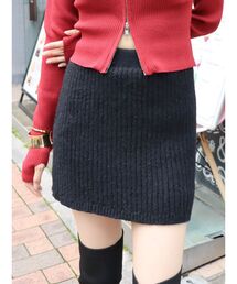 リブニットミニスカート【セットアップ着用可能】