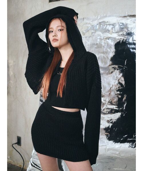 EVRIS（エヴリス）の「リブニットミニスカート【セットアップ着用可能】（スカート・レディース・グレー/ブラック/ベージュ・FREE）」の10枚目の写真