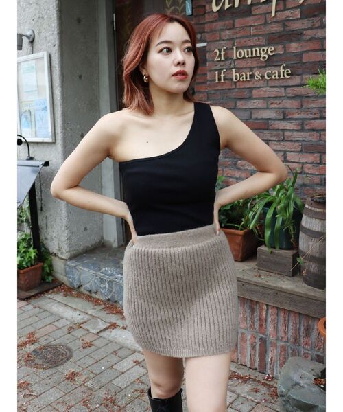 EVRIS（エヴリス）の「リブニットミニスカート【セットアップ着用可能】（スカート・レディース・グレー/ブラック/ベージュ・FREE）」の12枚目の写真