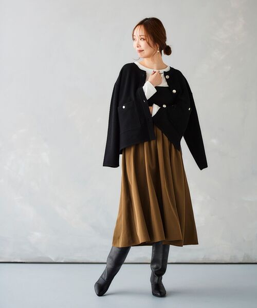 le.coeur blanc（ルクールブラン）の「2wayベアトップワンピース（ワンピース・レディース・カーキオリーブ/ブラック・38）」の5枚目の写真