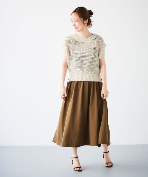 le.coeur blanc（ルクールブラン）の「2wayベアトップワンピース（ワンピース・レディース・カーキオリーブ/ブラック・38）」の8枚目の写真
