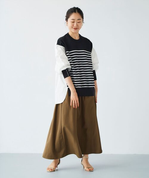 le.coeur blanc（ルクールブラン）の「2wayベアトップワンピース（ワンピース・レディース・カーキオリーブ/ブラック・38）」の9枚目の写真