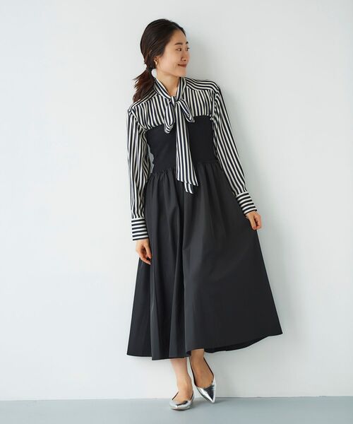 le.coeur blanc（ルクールブラン）の「2wayベアトップワンピース（ワンピース・レディース・カーキオリーブ/ブラック・38）」の13枚目の写真