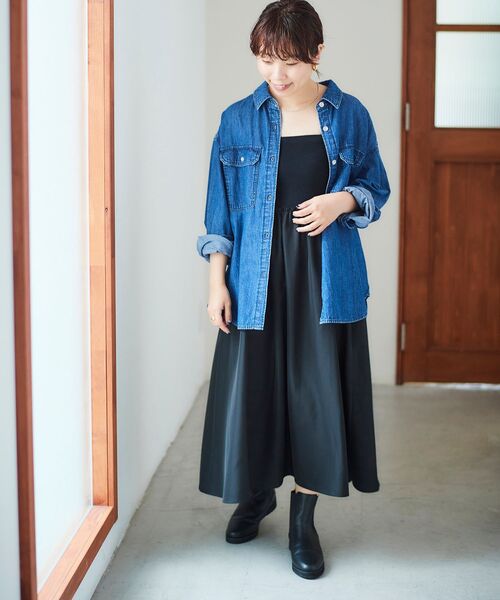 le.coeur blanc（ルクールブラン）の「2wayベアトップワンピース（ワンピース・レディース・カーキオリーブ/ブラック・38）」の14枚目の写真