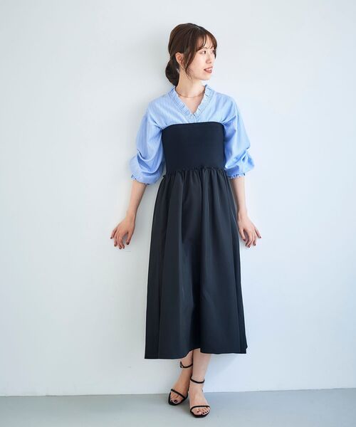 le.coeur blanc（ルクールブラン）の「2wayベアトップワンピース（ワンピース・レディース・カーキオリーブ/ブラック・38）」の15枚目の写真