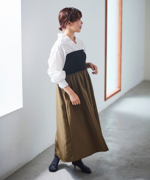 le.coeur blanc（ルクールブラン）の「2wayベアトップワンピース（ワンピース・レディース・カーキオリーブ/ブラック・38）」の18枚目の写真