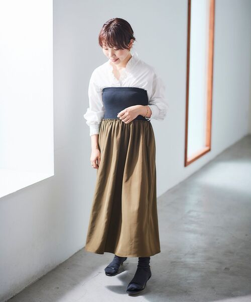 le.coeur blanc（ルクールブラン）の「2wayベアトップワンピース（ワンピース・レディース・カーキオリーブ/ブラック・38）」の19枚目の写真