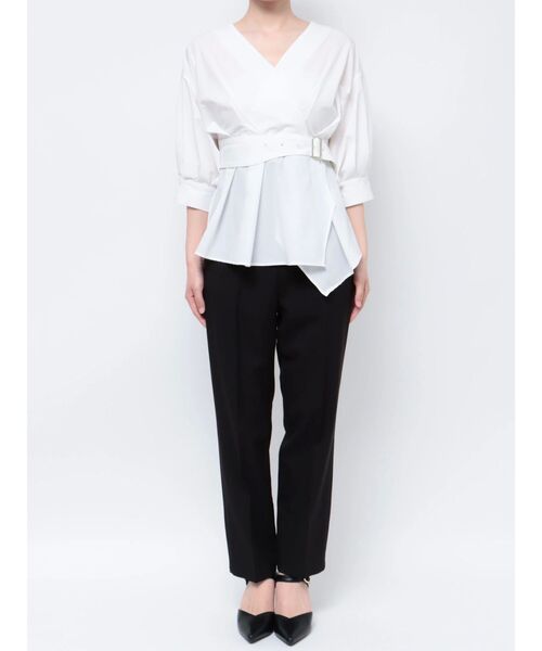 MURUA（ムルーア）の「カシュクールペプラムシャツ（シャツ/ブラウス・レディース・モカ/ホワイト/ブラック・FREE）」の8枚目の写真