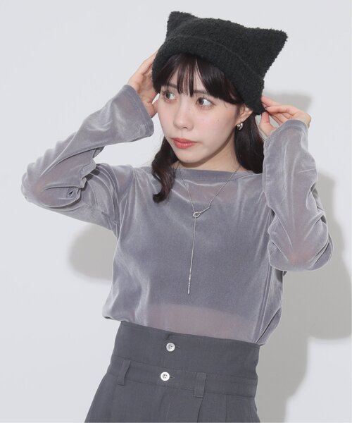 RAY CASSIN（レイカズン）の「ネコミミニットワッチ（ニットキャップ/ビーニー・レディース・ブラック/キナリ・FREE）」の6枚目の写真