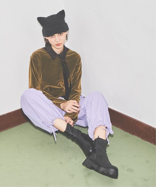 RAY CASSIN（レイカズン）の「ネコミミニットワッチ（ニットキャップ/ビーニー・レディース・ブラック/キナリ・FREE）」の8枚目の写真