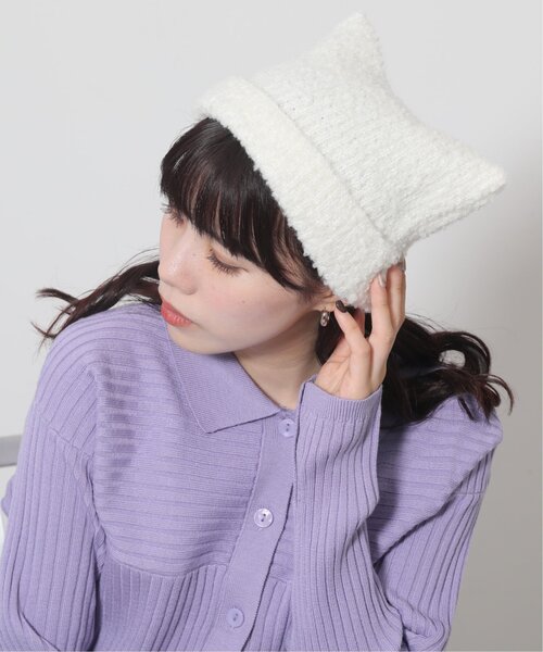 RAY CASSIN（レイカズン）の「ネコミミニットワッチ（ニットキャップ/ビーニー・レディース・ブラック/キナリ・FREE）」の13枚目の写真