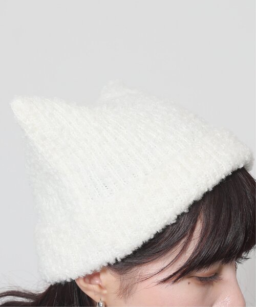 RAY CASSIN（レイカズン）の「ネコミミニットワッチ（ニットキャップ/ビーニー・レディース・ブラック/キナリ・FREE）」の14枚目の写真